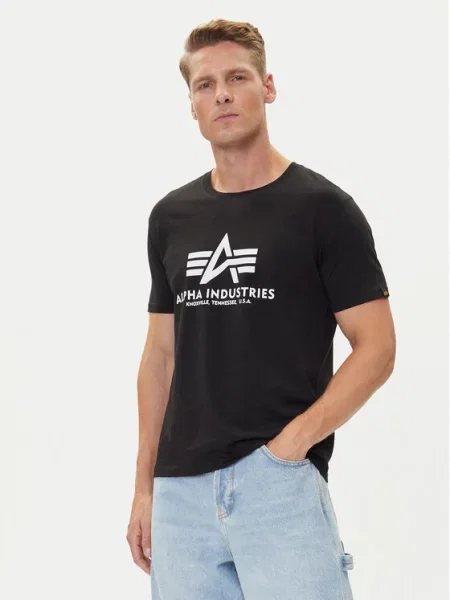 T-shirt z nadrukiem z logo model ‘BASIC’ Alpha Industries czarna