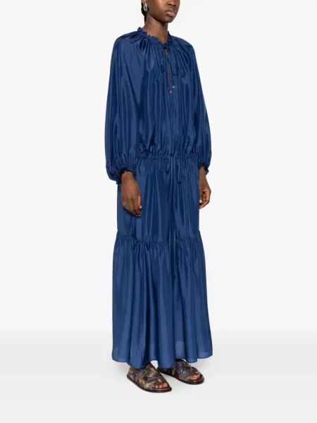Maksi sukienka maxi Momoni z falbankami garniturowa niebieska