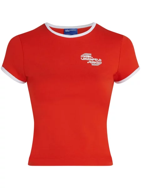 Tricou Karl Lagerfeld Jeans cu imagine roșu
