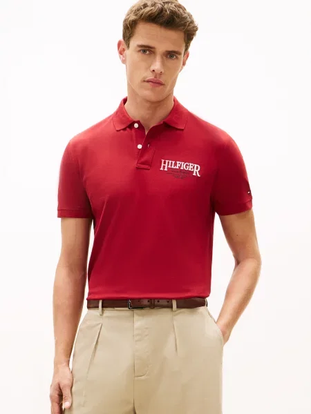 TOMMY HILFIGER Tričko červená / čierna biela