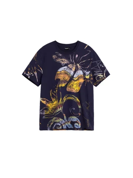 Desigual Tricou noapte / galben albastru