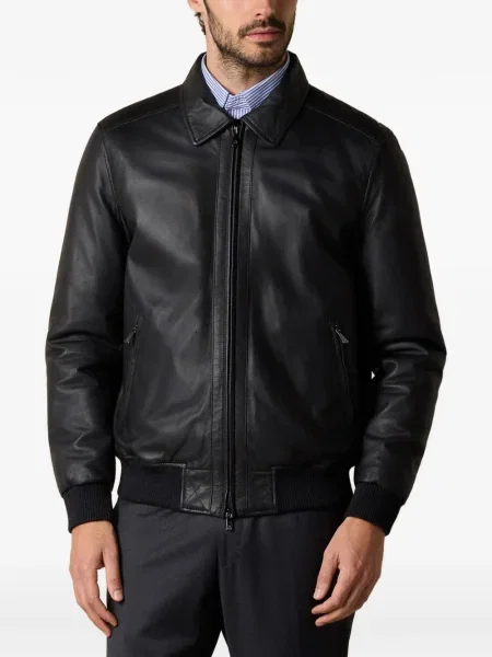 Δερμάτινο μπουφάν Brooks Brothers μαύρο