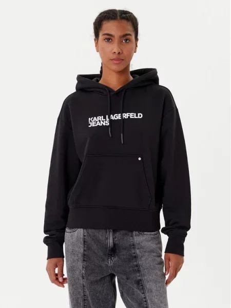 KARL LAGERFELD JEANS Megztinis be užsegimo / balta juoda