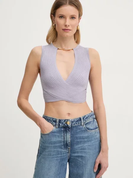 Elisabetta Franchi bluzka kopertowa z fioletowa