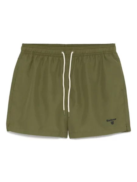 Slip de baie Barbour cu broderie verde