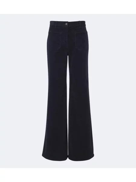 Pantaloni Nili Lotan de catifea cord albastru