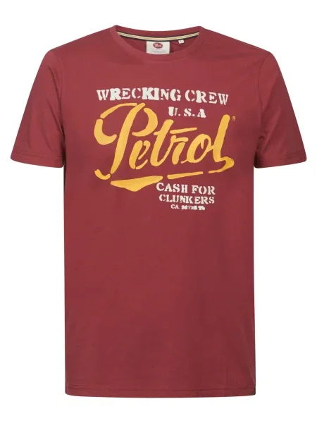 Petrol Industries Tricou Classic Print galben / roşu închis / alb