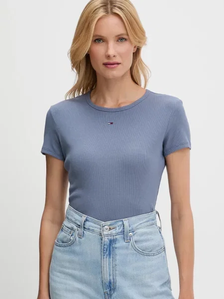 Тениска Tommy Jeans дамска бежово
