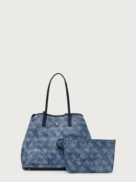 Guess geantă shopper pentru femei VICTTORIA albastru