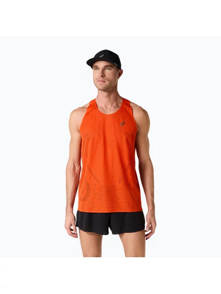 Koszulka do biegania ASICS Metarun Singlet cherry tomato pomarańczowa