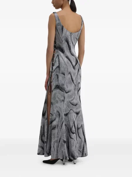 Rochie Maccapani cu imagine de costum argintiu