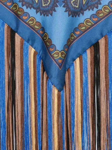Κασκόλ Etro με κρόσσια paisley μπλε