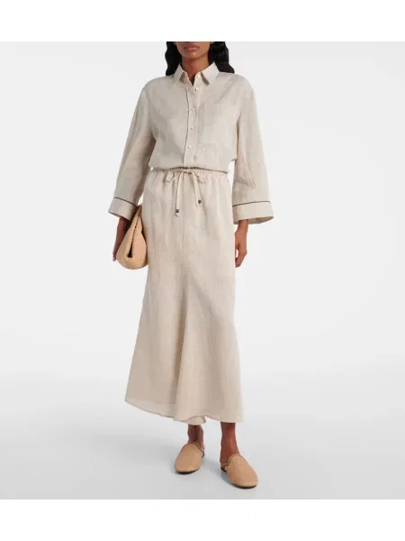 Papuci tip mules Brunello Cucinelli bej
