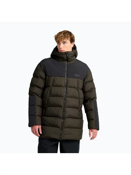 Geacă izolată pentru bărbați Jack Wolfskin Icy Hollow Hooded obsidian moss