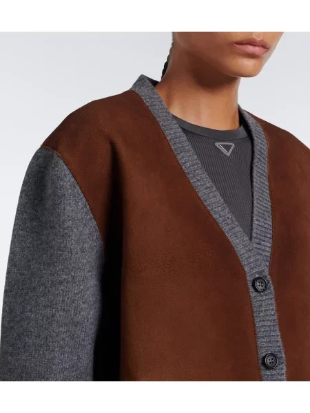 Cardigan Prada din piele de căprioară maro