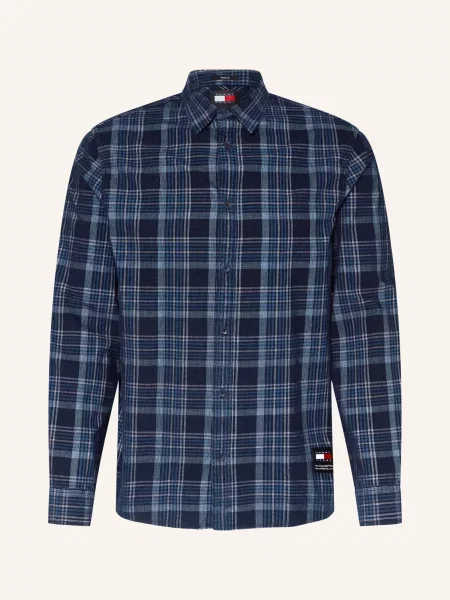 Tommy Jeans Manšestrová Košile Regular Fit tmavě modrá/ modrá/ tmavě modrá