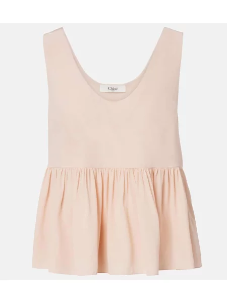 Cu peplum top Chloé de mătase roz