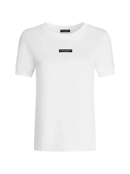 Tricou Dolce & Gabbana cu broderie din jerseu alb