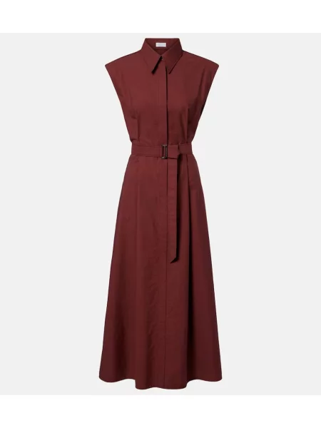 Obleka midi obleka Brunello Cucinelli nad koleni bordo