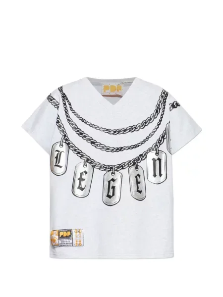 Tricou Pdf cu imagine cu decolteu în V gri