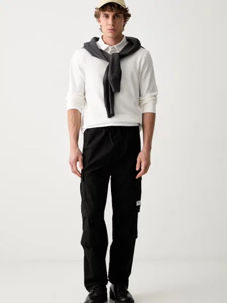 HUGO Blue pantaloni cargo pentru bărbați din negru