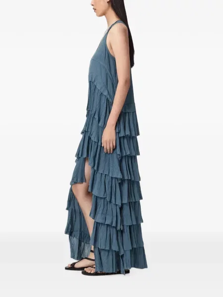 Rochie maxi Allsaints cu volane albastru