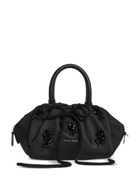 Shopperka Simone Rocha w kwiatki z naszywkami czarna