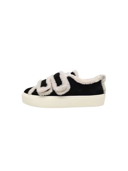 Sneakers Inuikii Shearling Low Velcro Negru alb