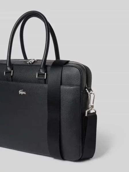 Torba na laptop z detal z logo Lacoste czarna