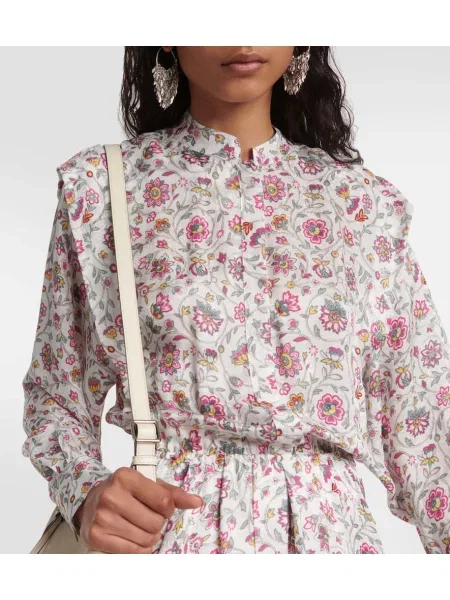 Rochie midi Isabel Marant cu model floral până la genunchi de costum bej