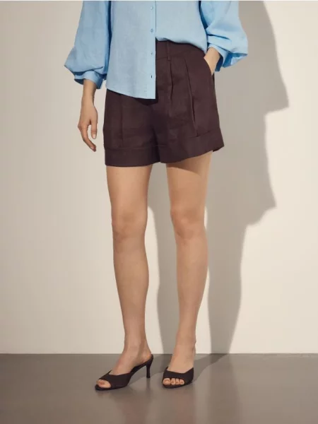 Reserved Лляні шорти темно коричневий