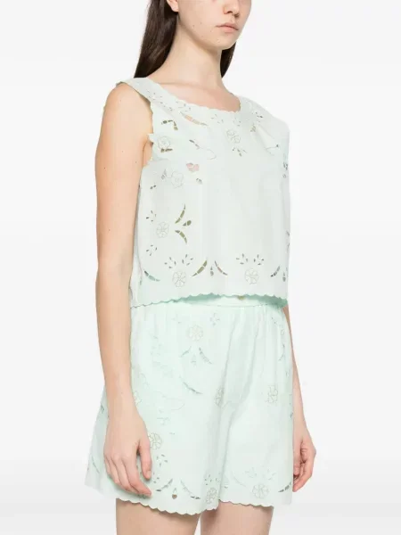 Top Forte_forte cu model floral verde