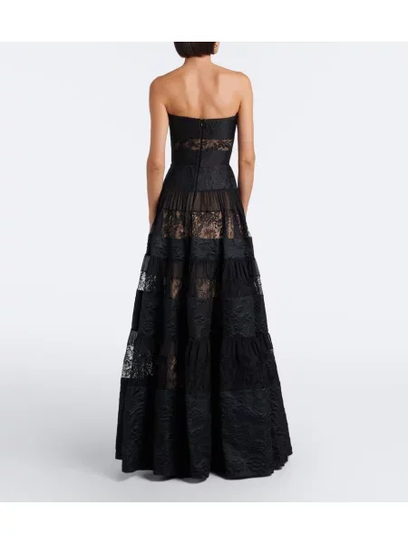 Rochie Elie Saab cu model floral din jacard negru
