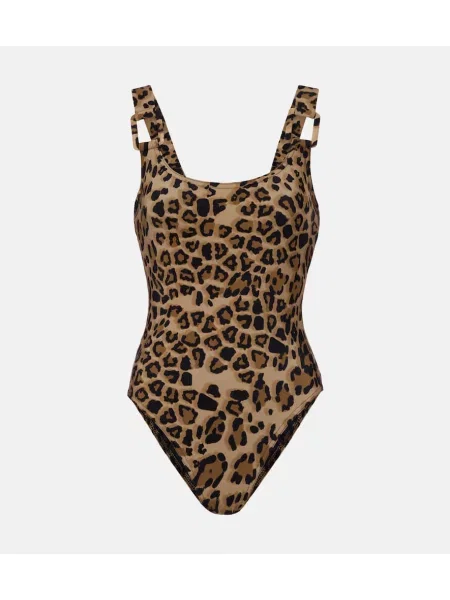Kupaći kostim Karla Colletto s printom s leopard uzorkom bež