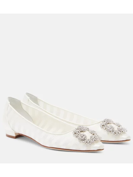 Balerini Manolo Blahnik din organza alb