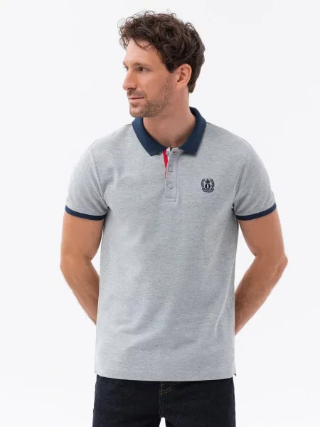 Tricou polo Ombre gri