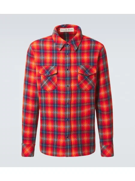 Kašmírová kostkovaná košile God's True Cashmere červená