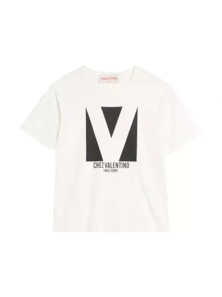 Lniana koszulka Valentino z logo biała