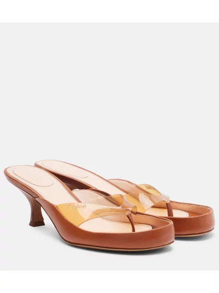 Chiloți tanga Chloé din piele maro