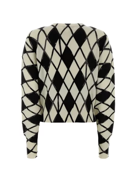 Flitteres argyle mintás kardigán Blumarine fehér