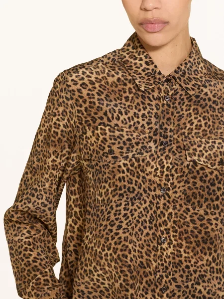 Weekend Max Mara Hedvábná Košile Lemma velbloudí / tmavě hnědá černá