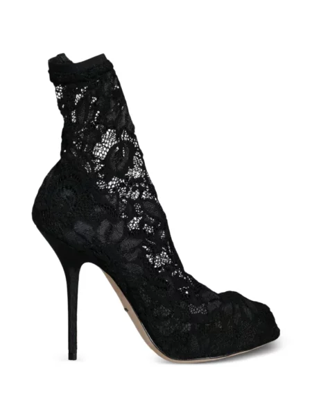 Cizme scurte Dolce & Gabbana din dantelă negru