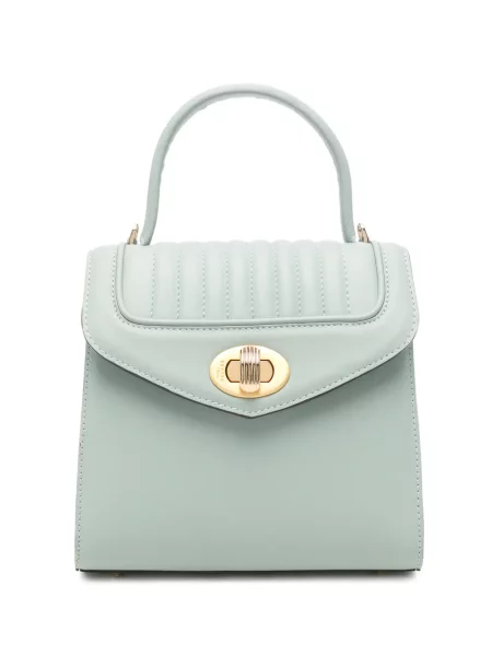 Matlasat geantă shopper Delage din piele verde