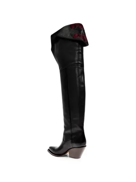 Botine Chloé din piele cu model floral negru
