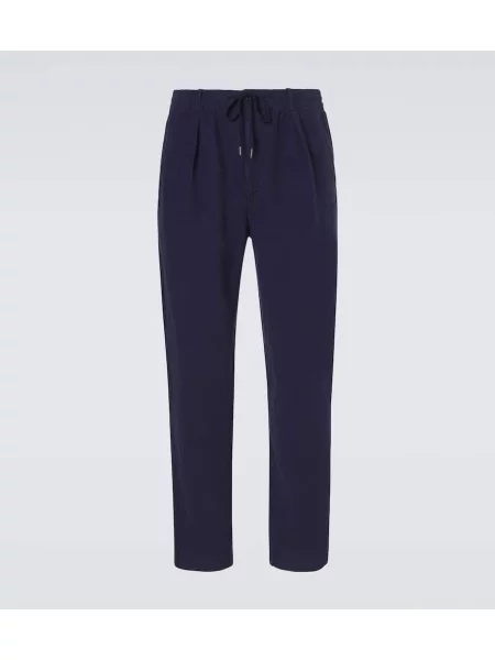 Lanene hlače Polo Ralph Lauren modra