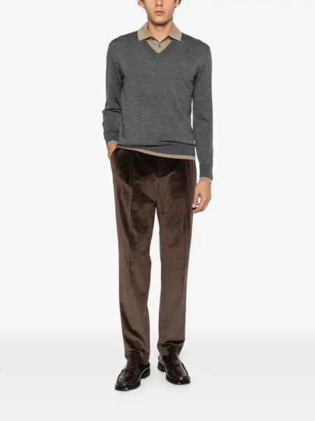 Lung tricou polo Paolo Pecora gri