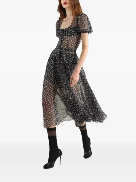 Φλοράλ φόρεμα Dolce & Gabbana από σιφόν με σχέδιο μαύρο