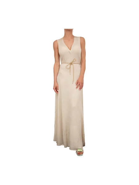 Sukienka Blugirl z dekoltem w serek beżowa