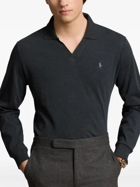 Tricou polo Polo Ralph Lauren cu glugă cu blană cu broderie roșu