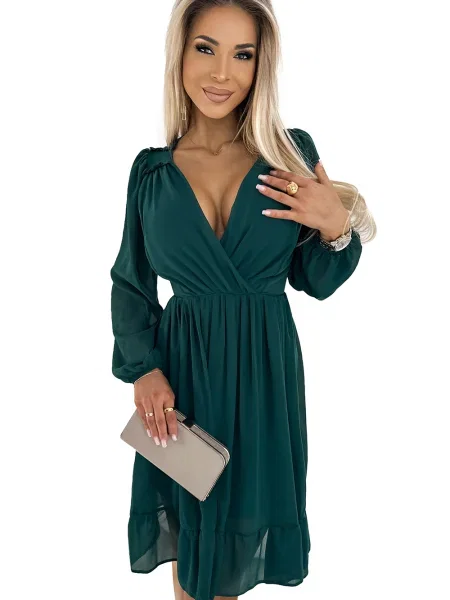 Sukienka maxi Numoco szyfonowa do kolan garniturowa